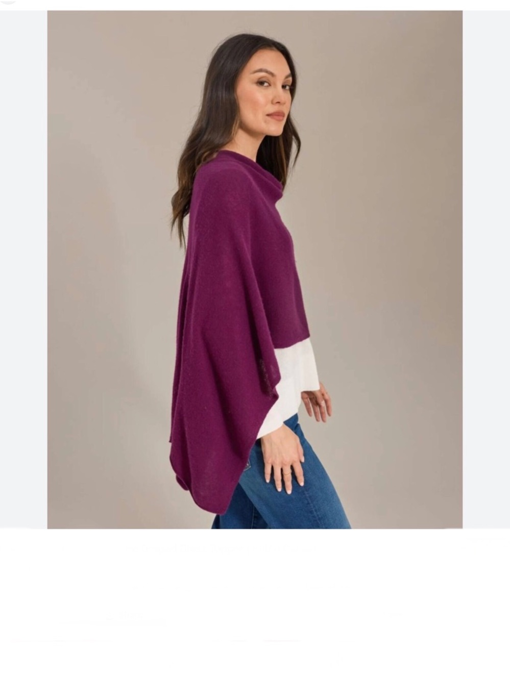 Women’s Plum Draped Poncho Sweater - Picture 3 of 9